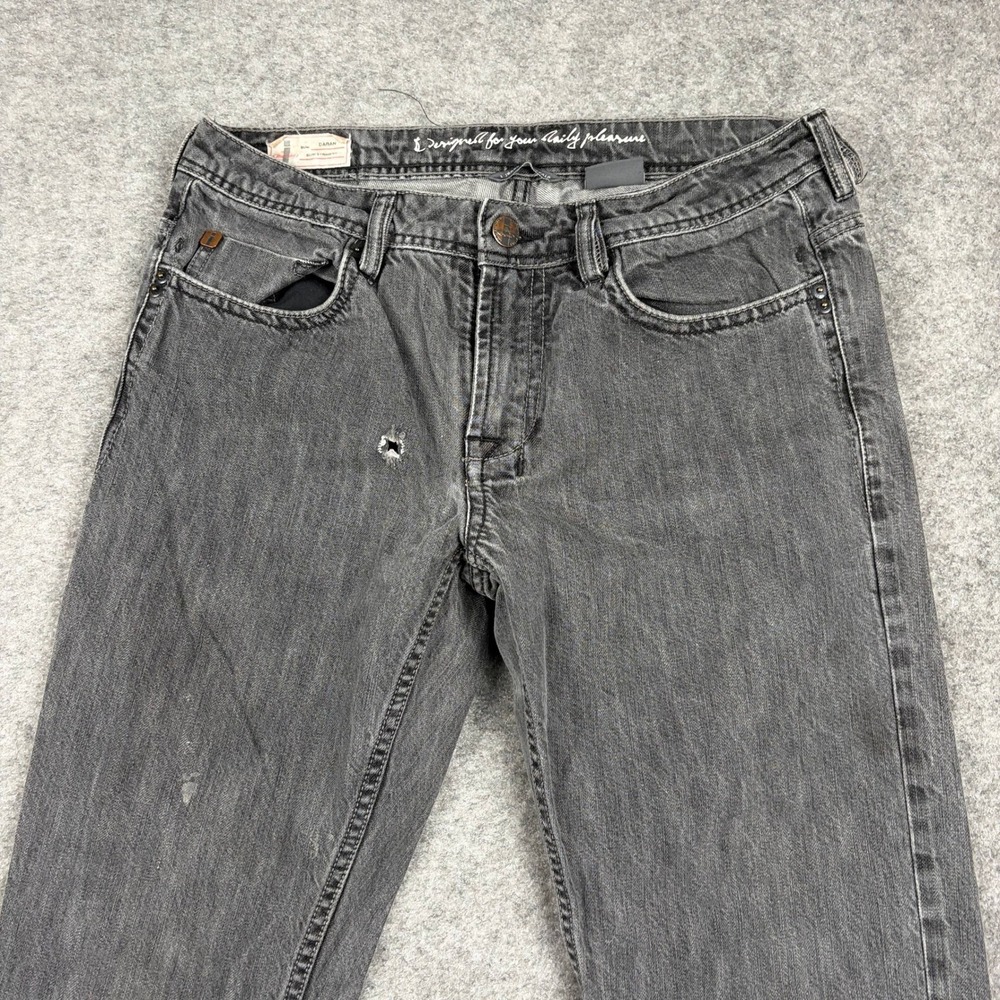 Buffalo David Bitton Daran Jeans Mens 30x32 Slim Straight Grey Faded Distressed - Picture 1 of 16